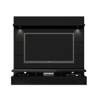 Manhattan Comfort 23753 Cabrini 1.8 Floating Wall Theater Entertainment Center in Black Gloss and Black Matte